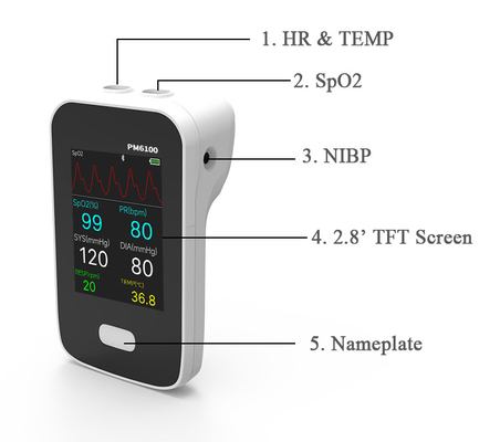 Bluetooth electric Multi Parameter NIBP,ECG,SPO2 Patient Monitor Lithium Battery