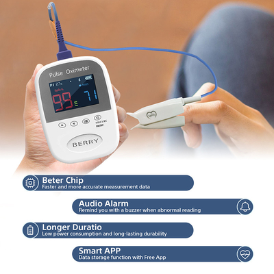 Pulse Rate Alarm 0.25kg Handheld Pulse Oximeter With ±2% Measurement Error